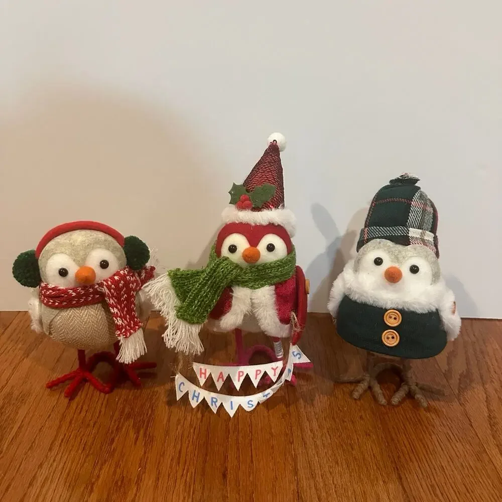 3 Christmas felt fabric Birds